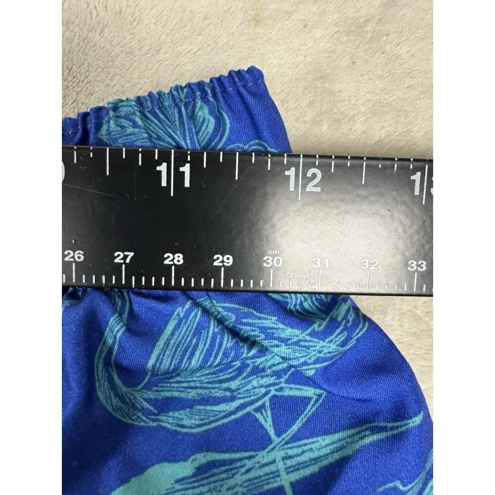 Outdoor Oasis Boys Husky 10/12 Blue Tropical Palm Swim Trunks Cargo